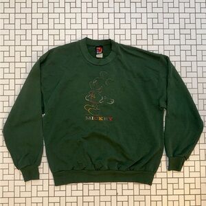 VINTAGE DISNEY, FOREST GREEN MICKEY MOUSE CREWNECK